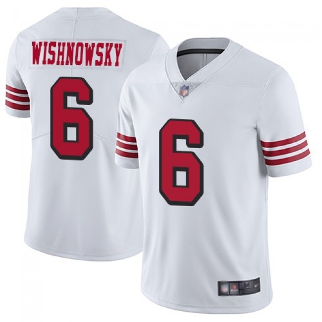 Nike 49ers #6 Mitch Wishnowsky White Rush Men's Stitched NFL Vapor Untouchable Limited Jersey