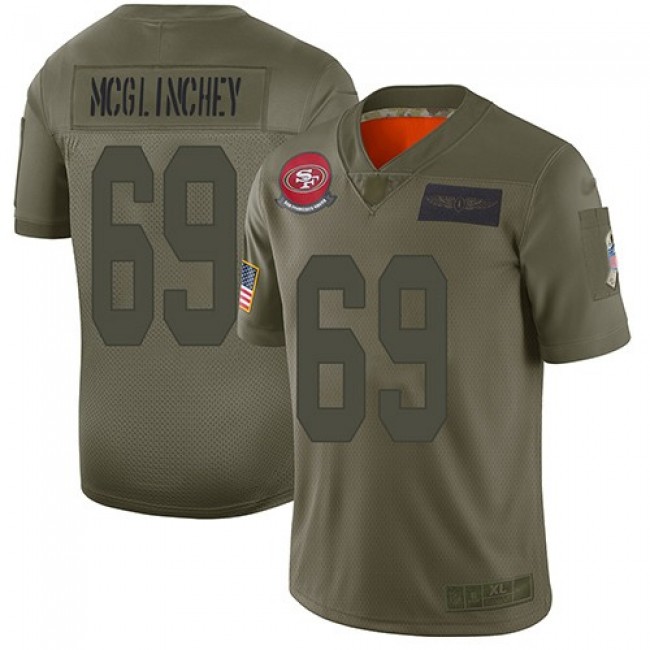 Nike 49ers #69 Mike McGlinchey Camo Men's Stitched NFL Limited 2019 Salute To Service Jersey