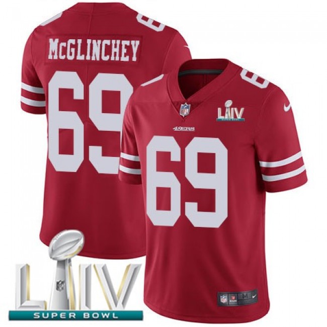 Nike 49ers #69 Mike McGlinchey Red Super Bowl LIV 2020 Team Color Men's Stitched NFL Vapor Untouchable Limited Jersey