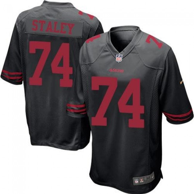 San Francisco 49ers #74 Joe Staley Black Alternate Youth Stitched NFL Elite Jersey