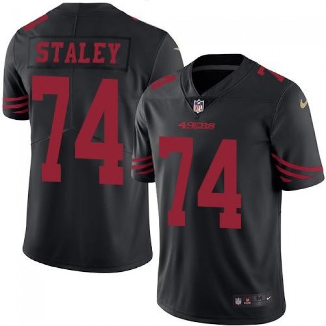 San Francisco 49ers #74 Joe Staley Black Youth Stitched NFL Limited Rush Jersey