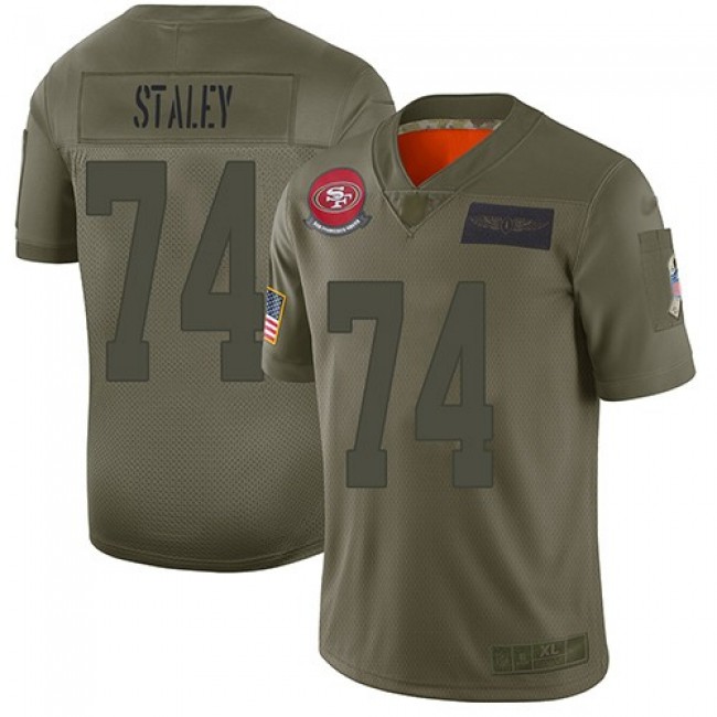 Nike 49ers #74 Joe Staley Camo Men's Stitched NFL Limited 2019 Salute To Service Jersey