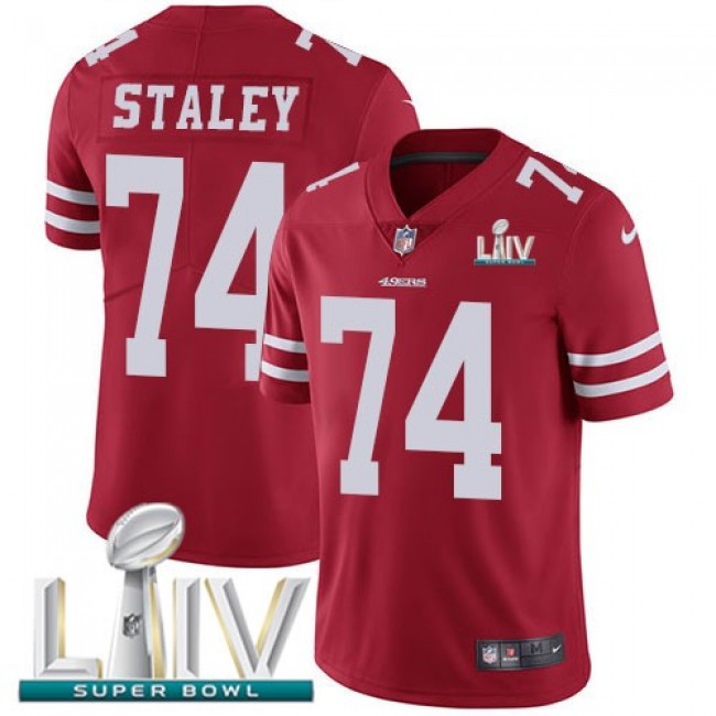 Nike 49ers #74 Joe Staley Red Super Bowl LIV 2020 Team Color Men's Stitched NFL Vapor Untouchable Limited Jersey