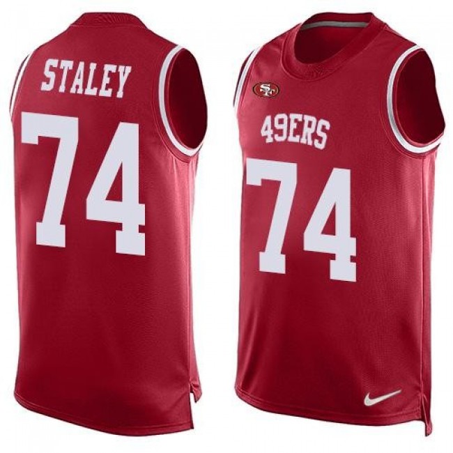 Nike 49ers #74 Joe Staley Red Team Color Men's Stitched NFL Limited Tank Top Jersey