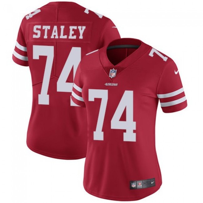 Women's 49ers #74 Joe Staley Red Team Color Stitched NFL Vapor Untouchable Limited Jersey