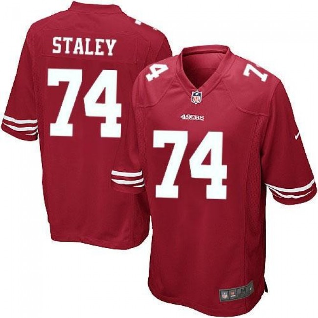 San Francisco 49ers #74 Joe Staley Red Team Color Youth Stitched NFL Elite Jersey
