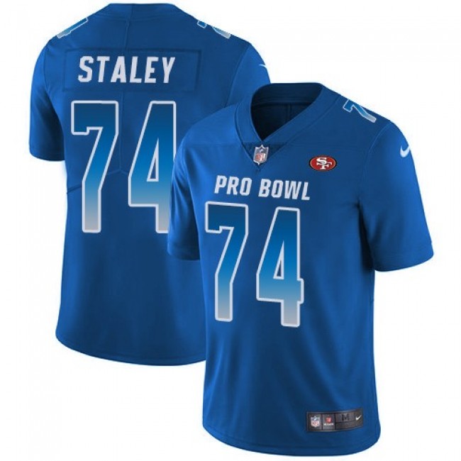 San Francisco 49ers #74 Joe Staley Royal Youth Stitched NFL Limited NFC 2018 Pro Bowl Jersey