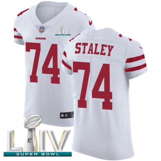 Nike 49ers #74 Joe Staley White Super Bowl LIV 2020 Men's Stitched NFL Vapor Untouchable Elite Jersey