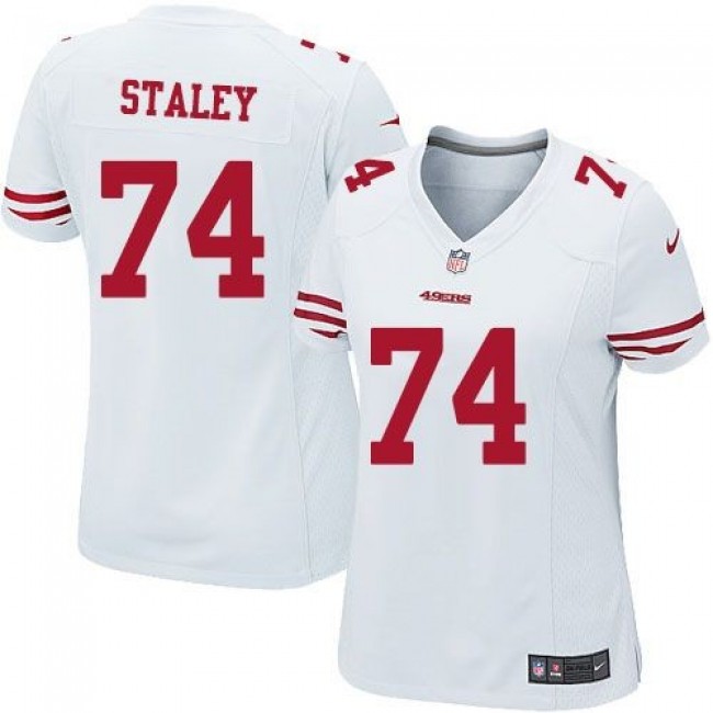 Women's 49ers #74 Joe Staley White Stitched NFL Elite Jersey