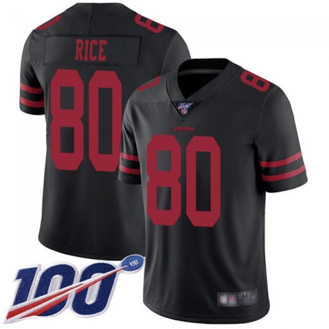 Nike 49ers #80 Jerry Rice Black Alternate Men's Stitched NFL 100th Season Vapor Limited Jersey