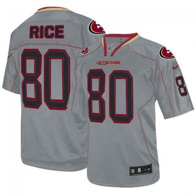 San Francisco 49ers #80 Jerry Rice Lights Out Grey Youth Stitched NFL Elite Jersey