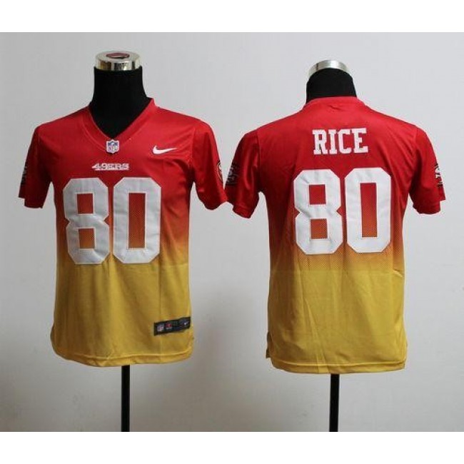 San Francisco 49ers #80 Jerry Rice Red-Gold Youth Stitched NFL Elite Fadeaway Fashion Jersey