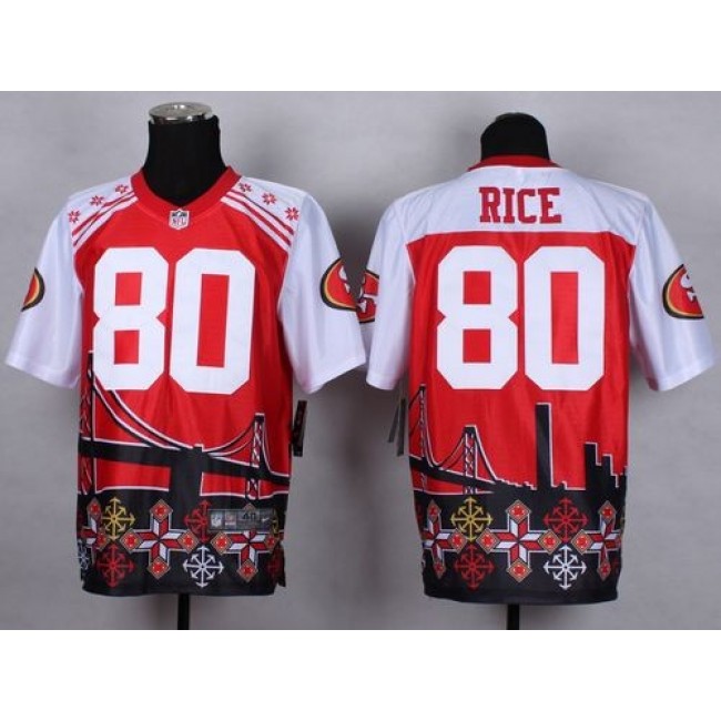 Nike 49ers #80 Jerry Rice Red Men's Stitched NFL Elite Noble Fashion Jersey