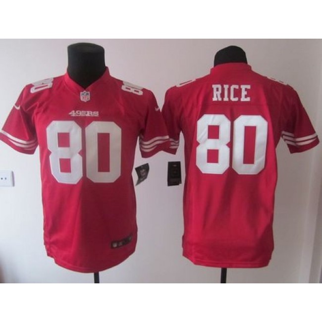 San Francisco 49ers #80 Jerry Rice Red Team Color Youth Stitched NFL Elite Jersey