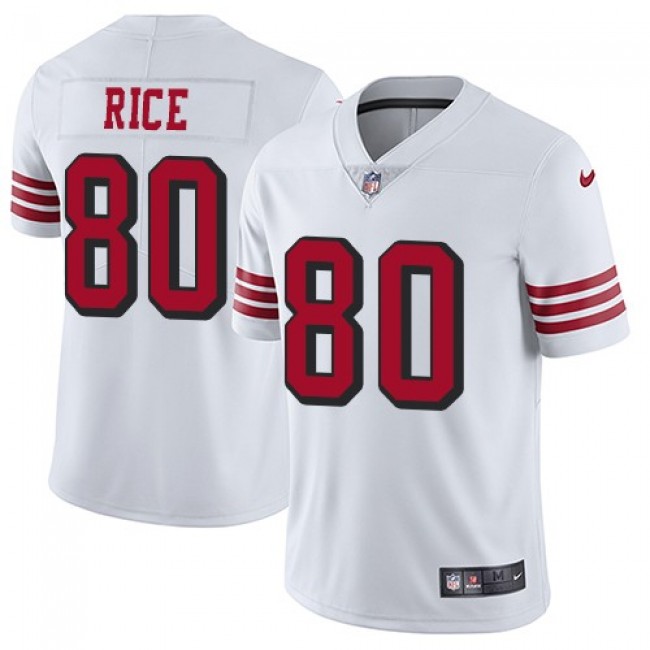 Nike 49ers #80 Jerry Rice White Rush Men's Stitched NFL Vapor Untouchable Limited Jersey