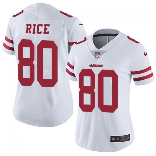 Women's 49ers #80 Jerry Rice White Stitched NFL Vapor Untouchable Limited Jersey