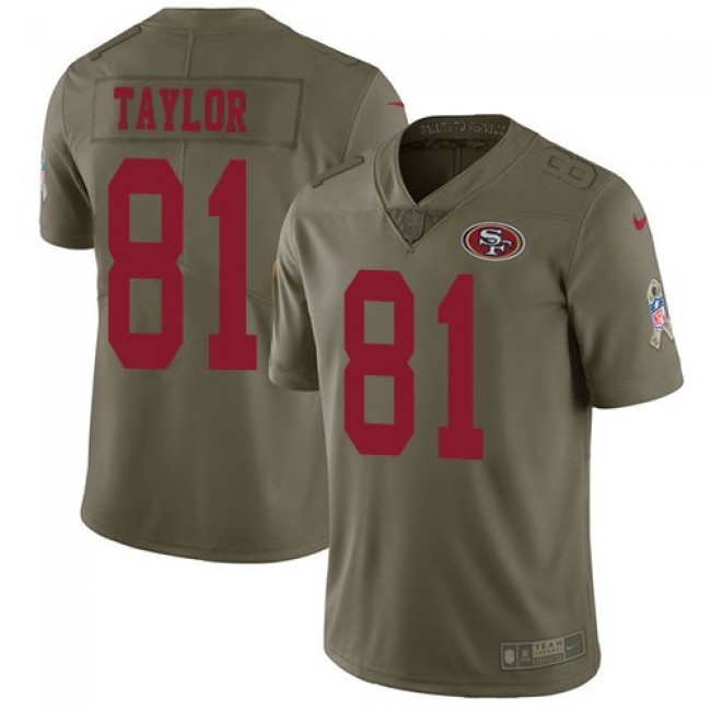 San Francisco 49ers #81 Trent Taylor Olive Youth Stitched NFL Limited 2017 Salute to Service Jersey