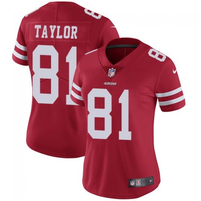 Women's 49ers #81 Trent Taylor Red Team Color Stitched NFL Vapor Untouchable Limited Jersey