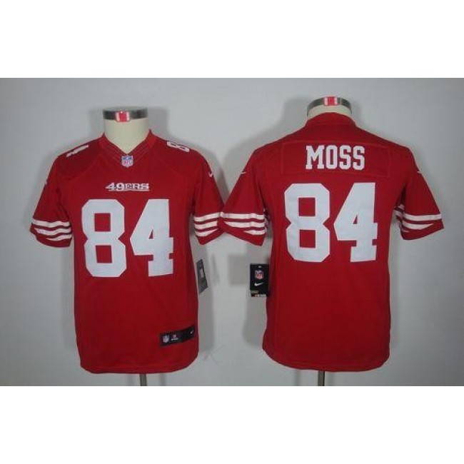 San Francisco 49ers #84 Randy Moss Red Team Color Youth Stitched NFL Limited Jersey