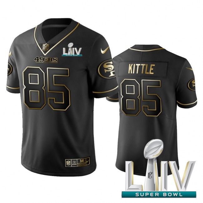 Nike 49ers #85 George Kittle Black Golden Super Bowl LIV 2020 Limited Edition Stitched NFL Jersey