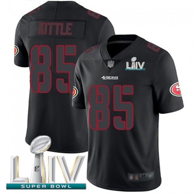 Nike 49ers #85 George Kittle Black Super Bowl LIV 2020 Men's Stitched NFL Limited Rush Impact Jersey