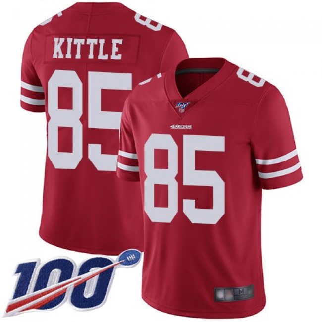 Nike 49ers #85 George Kittle Red Team Color Men's Stitched NFL 100th Season Vapor Limited Jersey