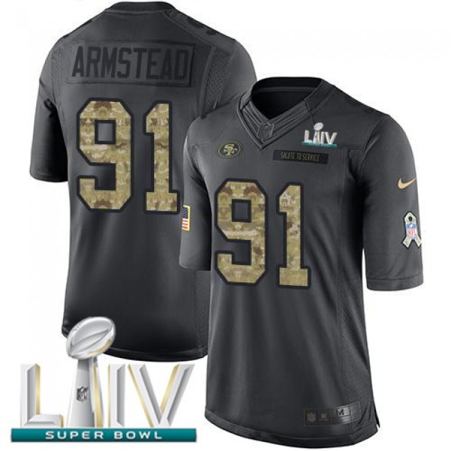 Nike 49ers #91 Arik Armstead Black Super Bowl LIV 2020 Men's Stitched NFL Limited 2016 Salute to Service Jersey