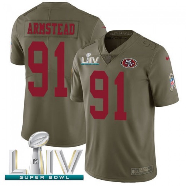 Nike 49ers #91 Arik Armstead Olive Super Bowl LIV 2020 Men's Stitched NFL Limited 2017 Salute To Service Jersey