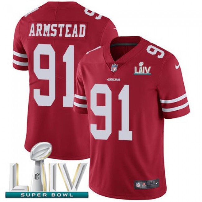 Nike 49ers #91 Arik Armstead Red Super Bowl LIV 2020 Team Color Men's Stitched NFL Vapor Untouchable Limited Jersey