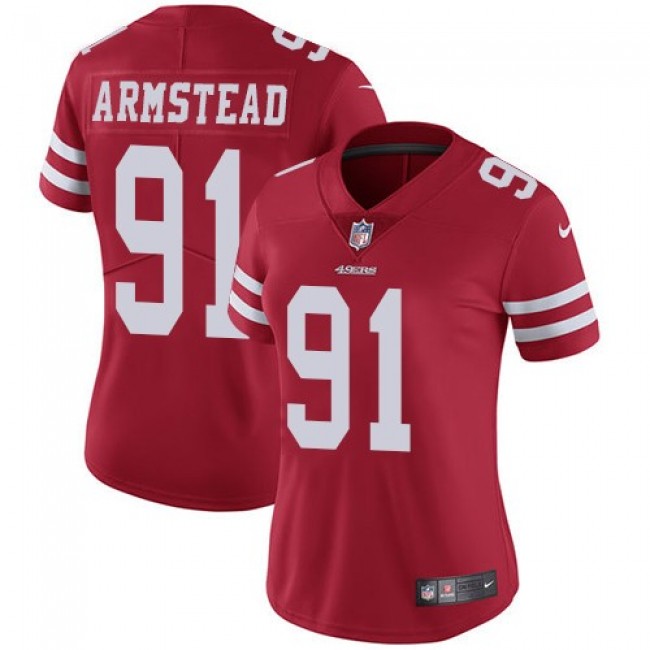 Women's 49ers #91 Arik Armstead Red Team Color Stitched NFL Vapor Untouchable Limited Jersey