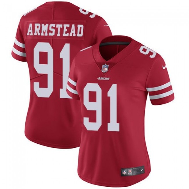 Women's 49ers #91 Arik Armstead Red Team Color Stitched NFL Vapor Untouchable Limited Jersey