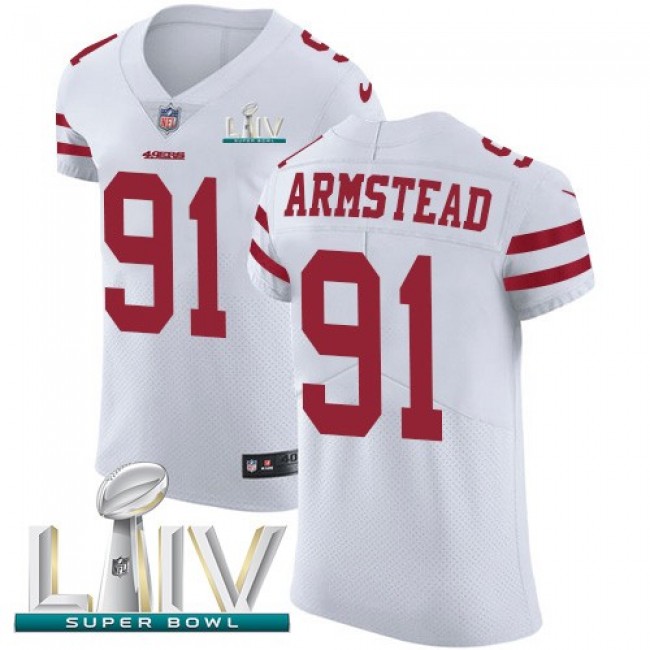 Nike 49ers #91 Arik Armstead White Super Bowl LIV 2020 Men's Stitched NFL Vapor Untouchable Elite Jersey