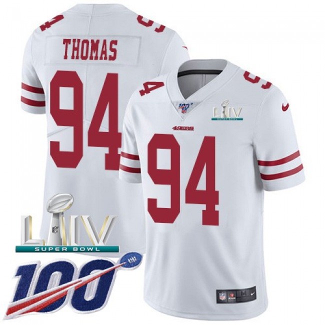 Nike 49ers #94 Solomon Thomas White Super Bowl LIV 2020 Men's Stitched NFL 100th Season Vapor Limited Jersey