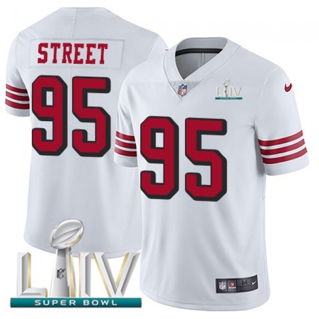 Nike 49ers #95 Kentavius Street White Super Bowl LIV 2020 Rush Men's Stitched NFL Vapor Untouchable Limited Jersey