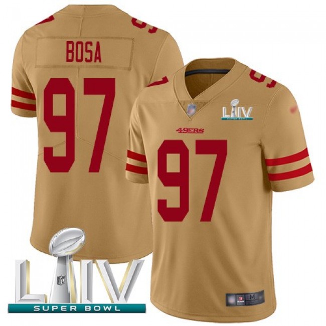 Nike 49ers #97 Nick Bosa Gold Super Bowl LIV 2020 Men's Stitched NFL Limited Inverted Legend Jersey