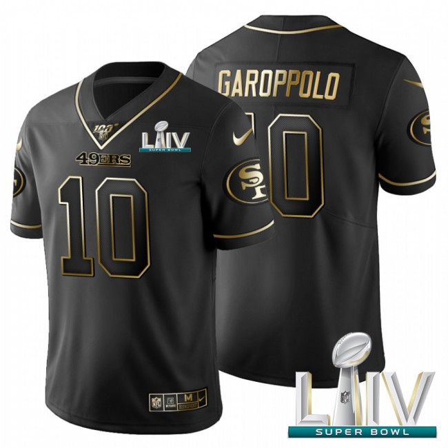 San Francisco 49ers #10 Jimmy Garoppolo Men's Nike Black Golden Super Bowl LIV 2020 Limited NFL 100 Jersey