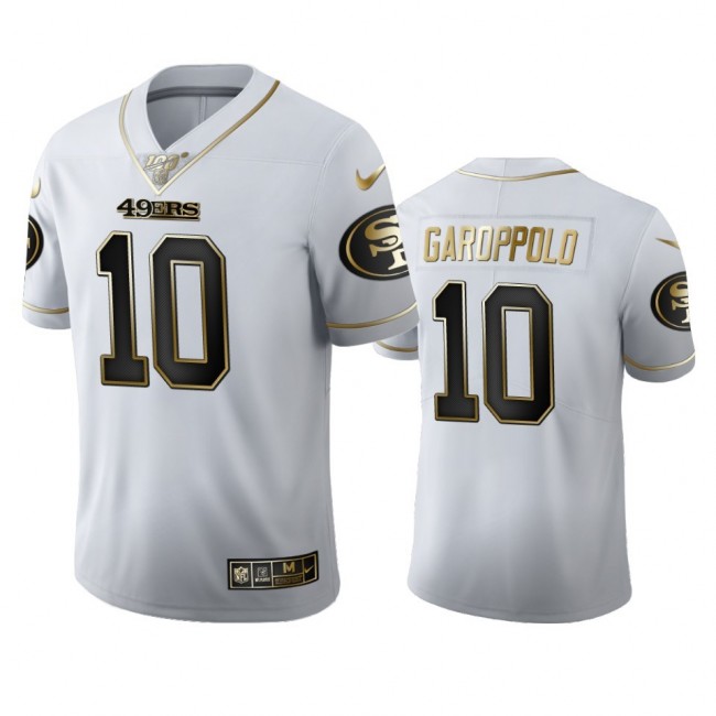 San Francisco 49ers #10 Jimmy Garoppolo Men's Nike White Golden Edition Vapor Limited NFL 100 Jersey