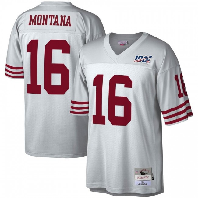 San Francisco 49ers #16 Joe Montana Mitchell & Ness NFL 100 Retired Player Platinum Jersey