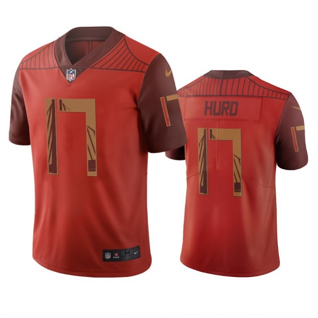 San Francisco 49ers #17 Jalen Hurd Orange Vapor Limited City Edition NFL Jersey