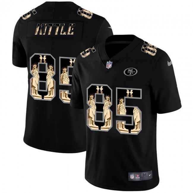 San Francisco 49ers #85 George Kittle Carbon Black Vapor Statue Of Liberty Limited NFL Jersey