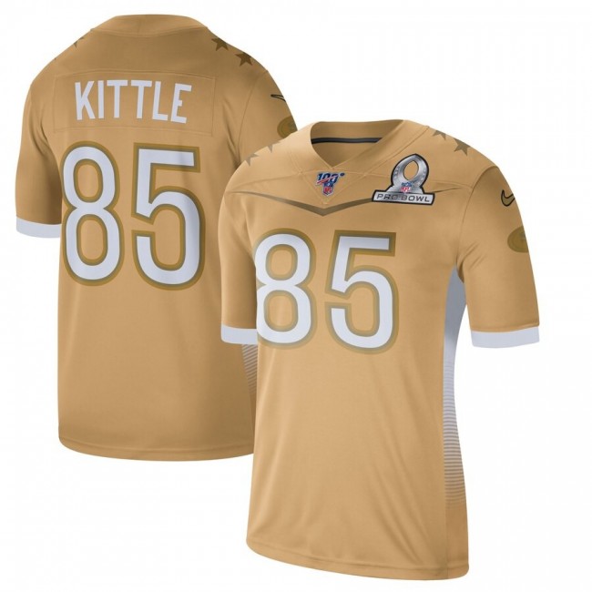 مويه بارده 49ers #85 George Kittle Gold Men's Stitched Football Limited Inverted Legend 100th Season Jersey مويه بارده