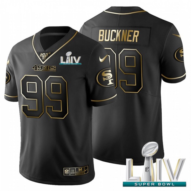 San Francisco 49ers #99 DeForest Buckner Men's Nike Black Golden Super Bowl LIV 2020 Limited NFL 100 Jersey
