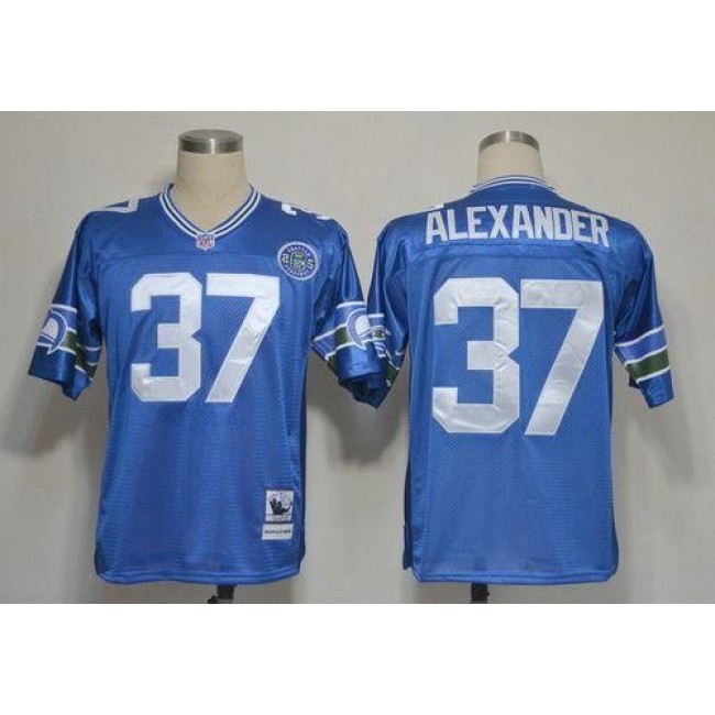 Mitchell And Ness Seahawks #37 Shaun Alexander Blue Stitched Throwback NFL Jersey