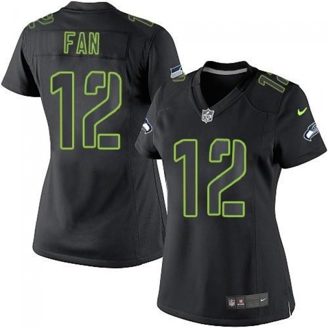 Women's Seahawks #12 Fan Black Impact Stitched NFL Limited Jersey