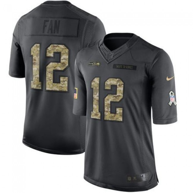 Seattle Seahawks #12 Fan Black Youth Stitched NFL Limited 2016 Salute to Service Jersey