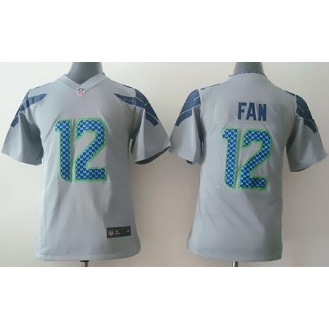 Seattle Seahawks #12 Fan Grey Alternate Youth Stitched NFL Elite Jersey