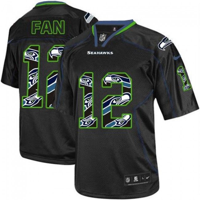 Seattle Seahawks #12 Fan New Lights Out Black Youth Stitched NFL Elite Jersey