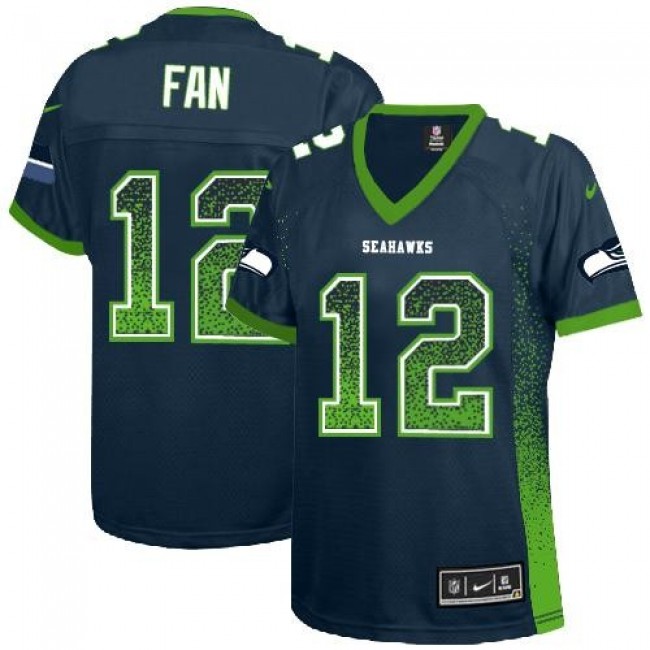 Women's Seahawks #12 Fan Steel Blue Team Color Stitched NFL Elite Drift Jersey