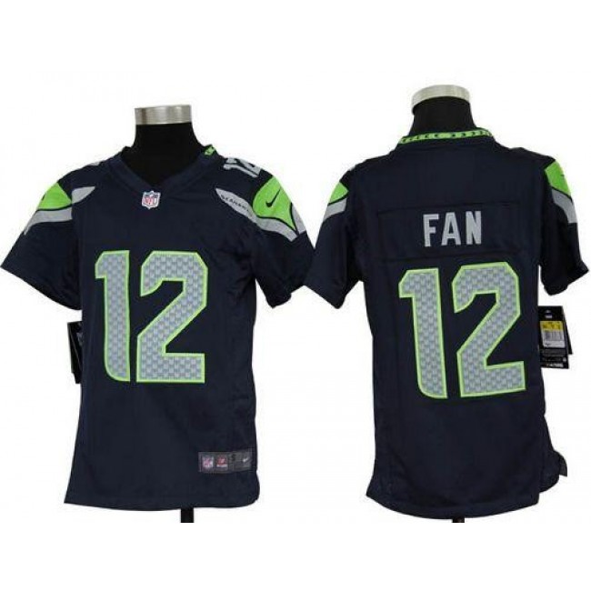 Seattle Seahawks #12 Fan Steel Blue Team Color Youth Stitched NFL Elite Jersey