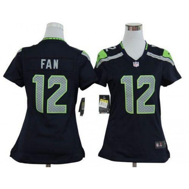 Women's Seahawks #12 Fan Steel Blue Stitched NFL Elite Jersey